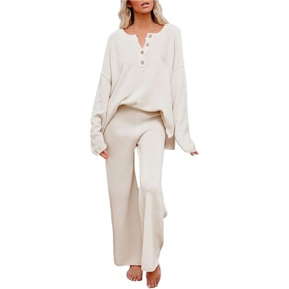 Women's 2 Piece Outfit Set Long Sleeve Pullover Sweater Top and Pants Sweatsuit - Picture 1 of 5